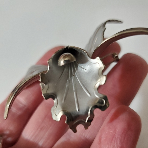 Coro Vintage 40's 50's orchid iris Parure set brooch earrings necklace silver - Picture 11 of 16